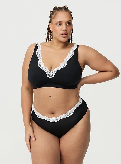 Second Skin Lace Trim Mid-Rise Hipster Panty