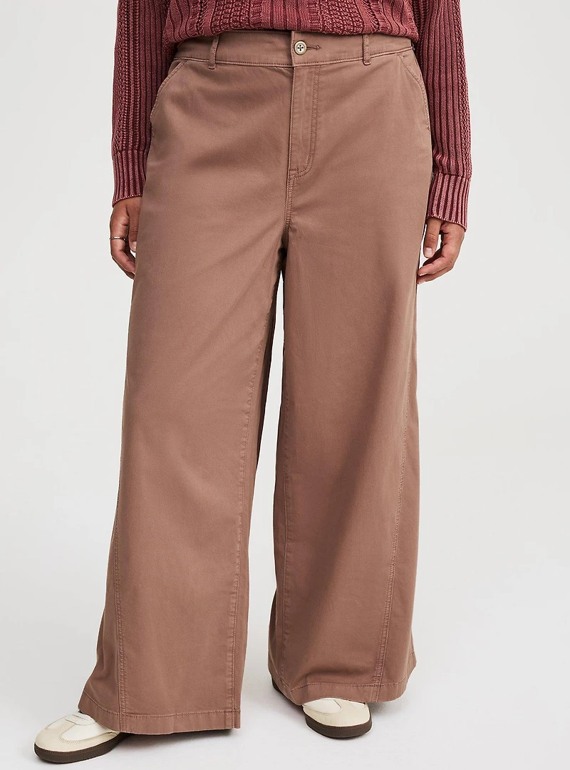 High-Rise Wide-Leg Baggy Chino Pant