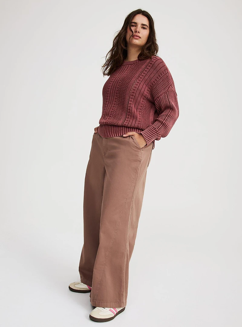 High-Rise Wide-Leg Baggy Chino Pant