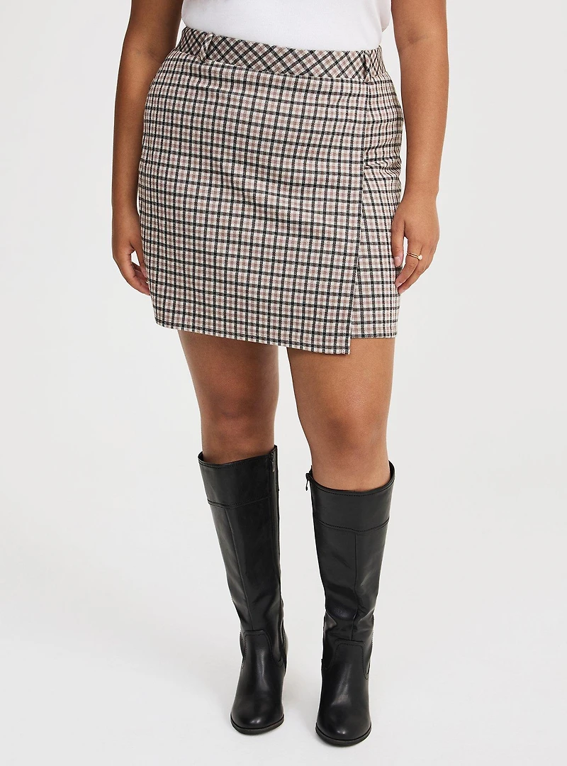 Mini Double-Knit Overlap Skirt