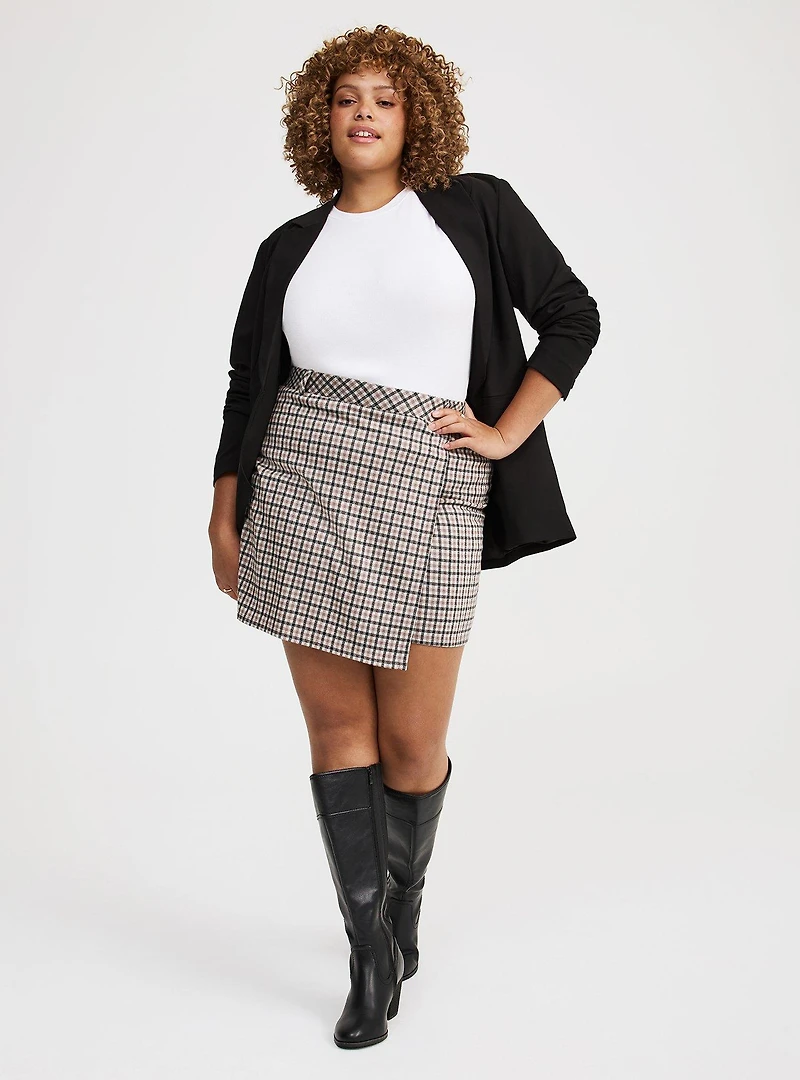 Mini Double-Knit Overlap Skirt