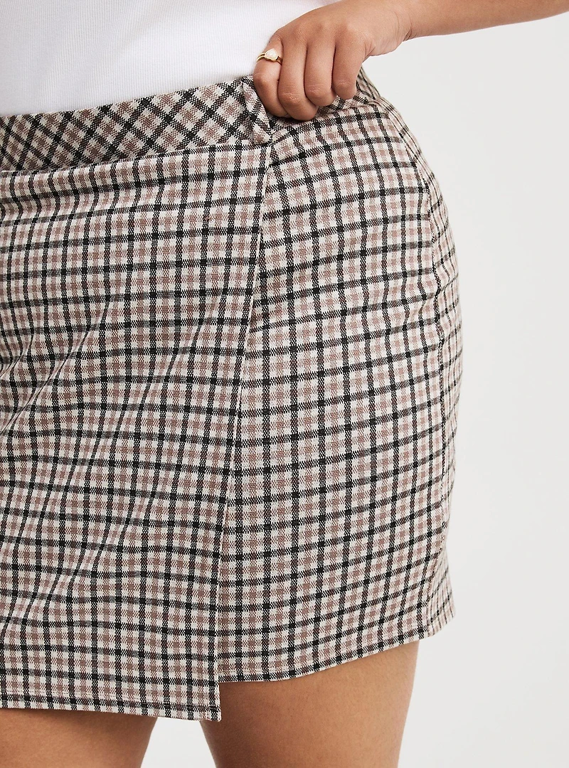Mini Double-Knit Overlap Skirt