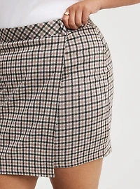 Mini Double-Knit Overlap Skirt