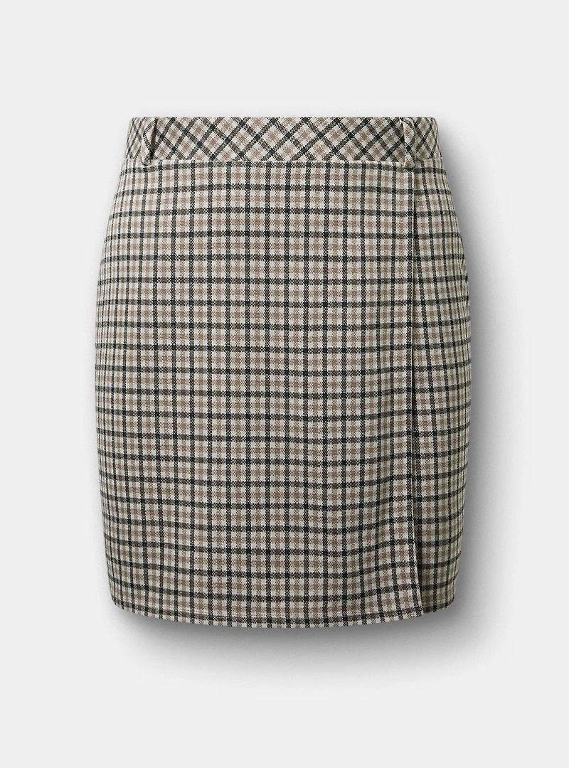 Mini Double-Knit Overlap Skirt