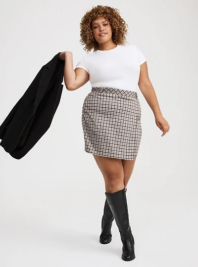 Mini Double-Knit Overlap Skirt