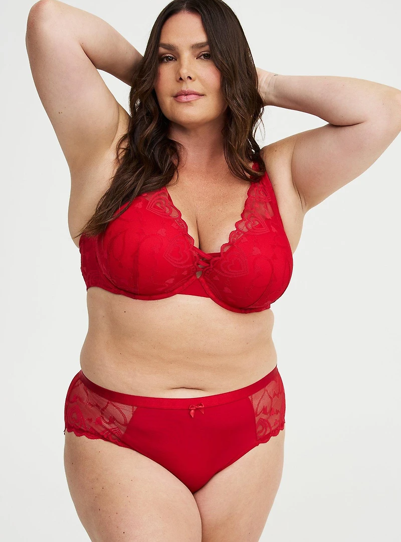 Second Skin Mid-Rise Heart Lace Hipster Panty