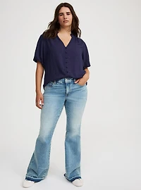 Dobby Button-Up Blouse