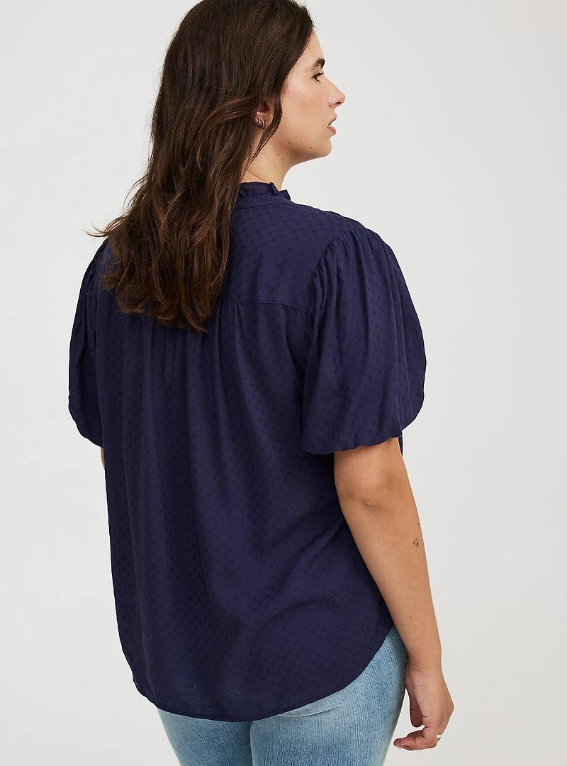 Dobby Button-Up Blouse