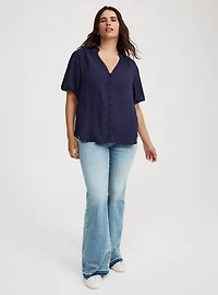 Dobby Button-Up Blouse