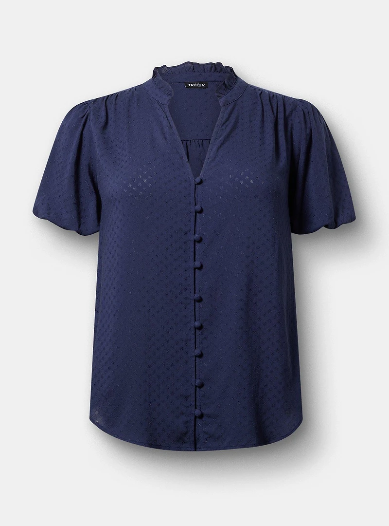 Dobby Button-Up Blouse