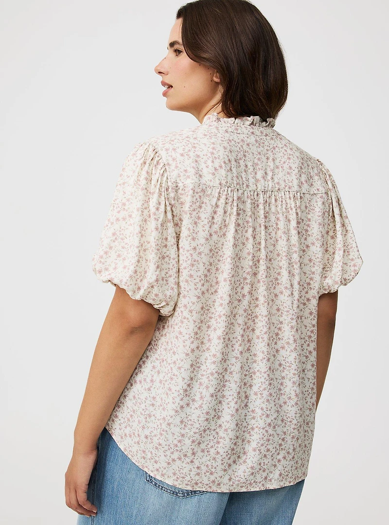 Dobby Button-Up Blouse