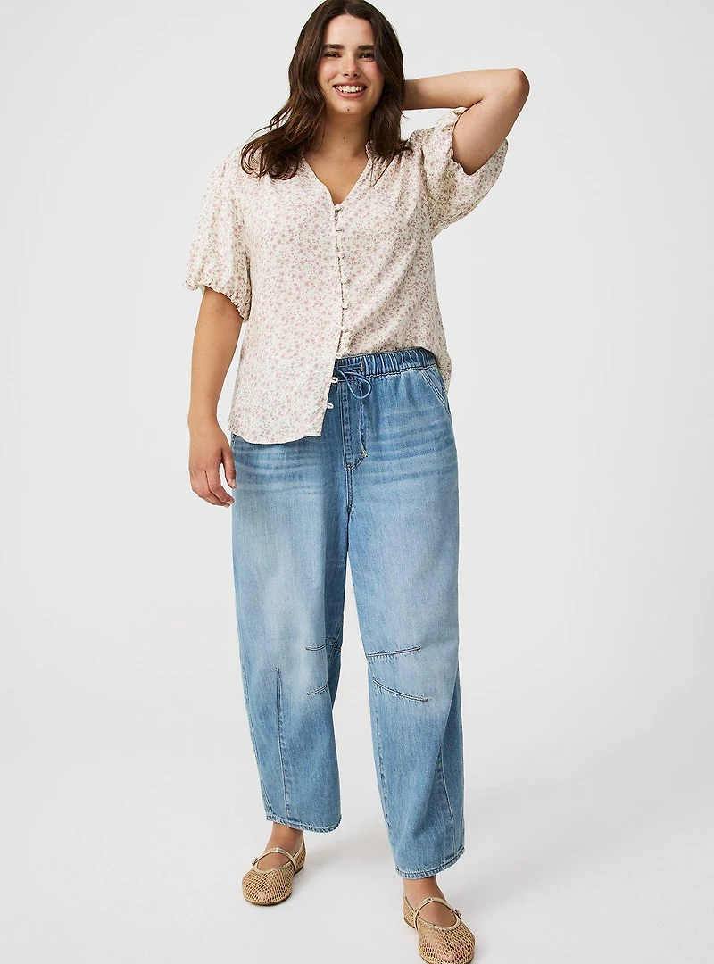 Dobby Button-Up Blouse