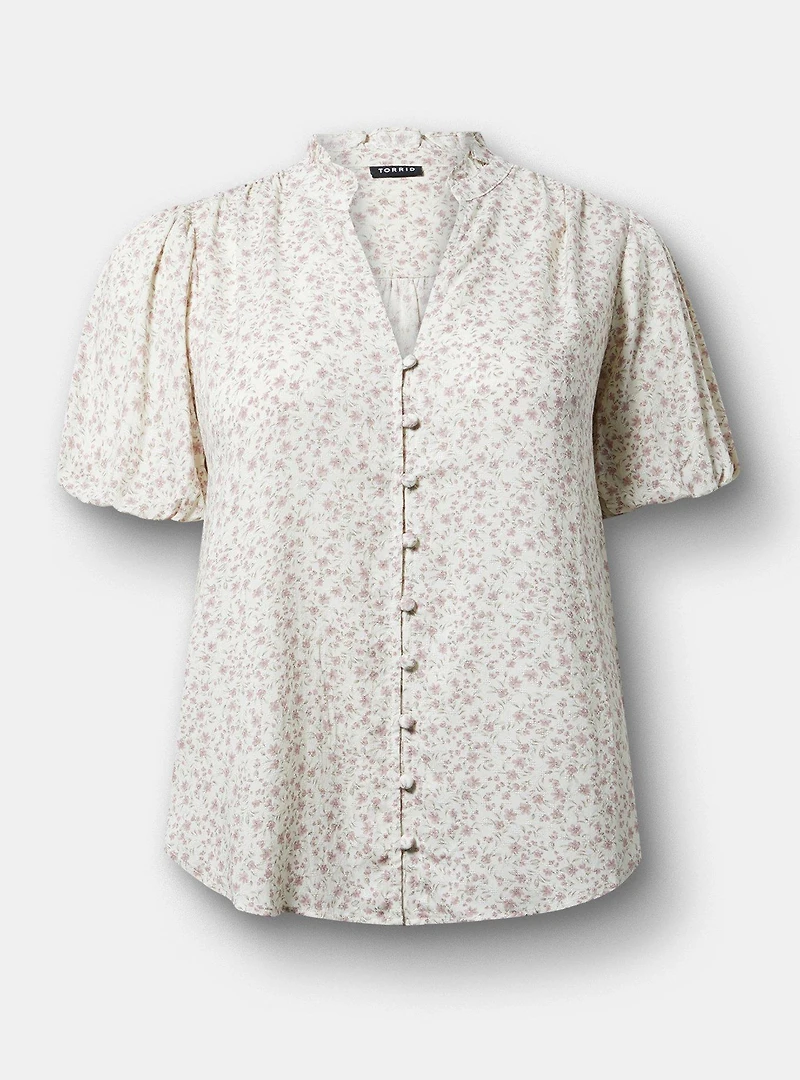 Dobby Button-Up Blouse