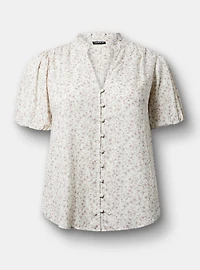 Dobby Button-Up Blouse