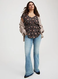 V-Neck Flutter-Sleeve Blouse