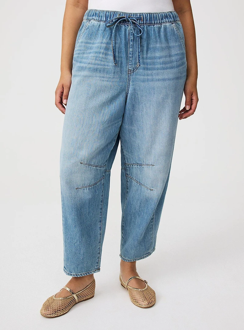 High-Rise Drapey Barrel Jean