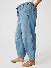 High-Rise Drapey Barrel Jean