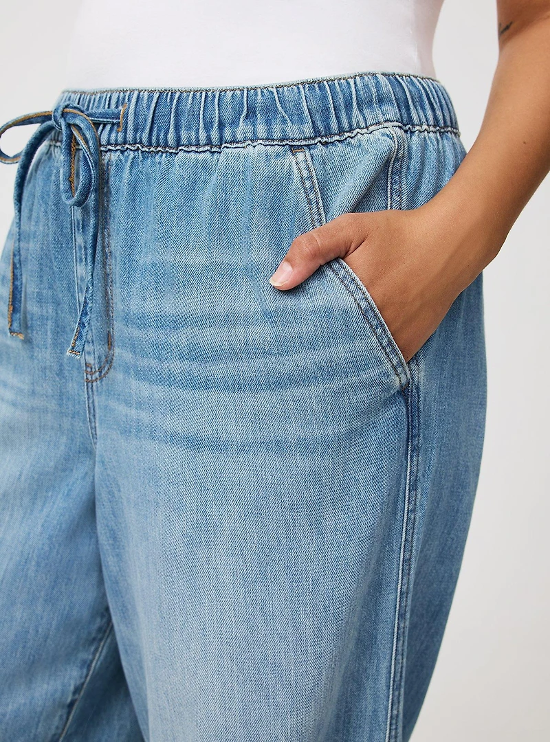 High-Rise Drapey Barrel Jean