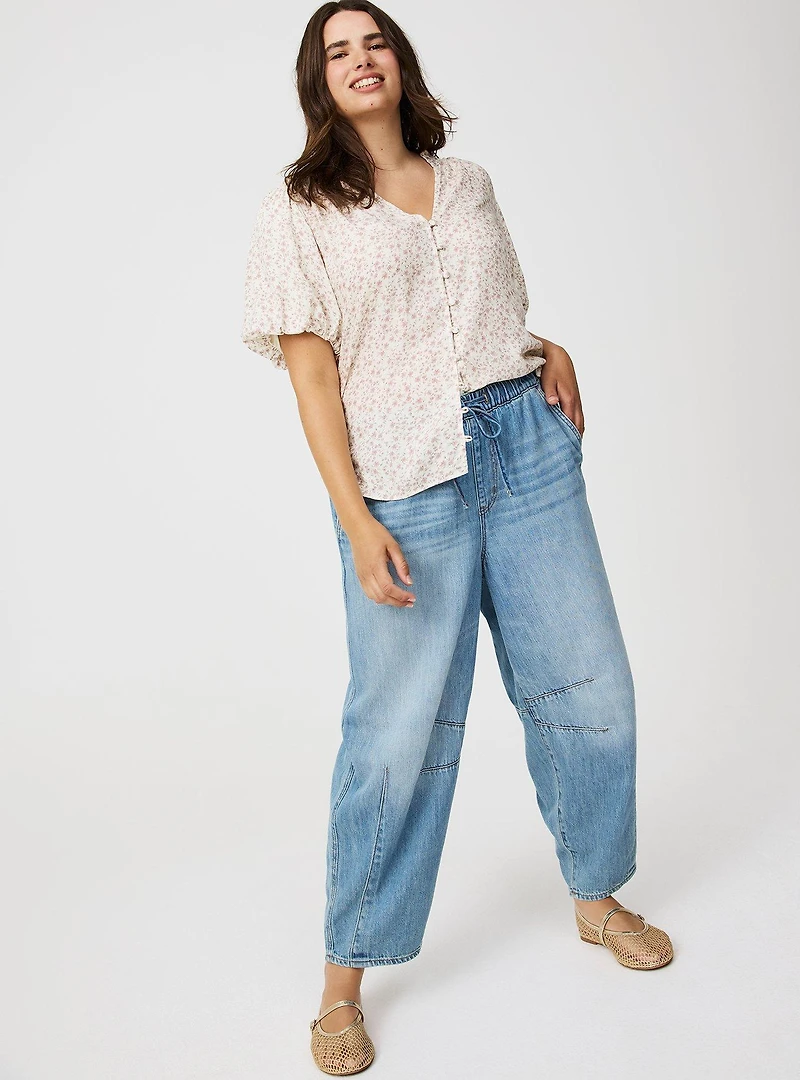 High-Rise Drapey Barrel Jean