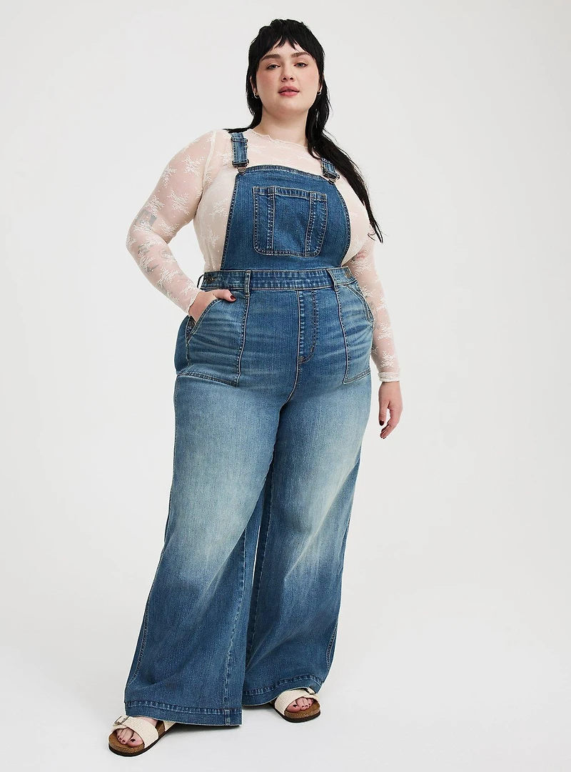 Wide-Leg Denim Overall
