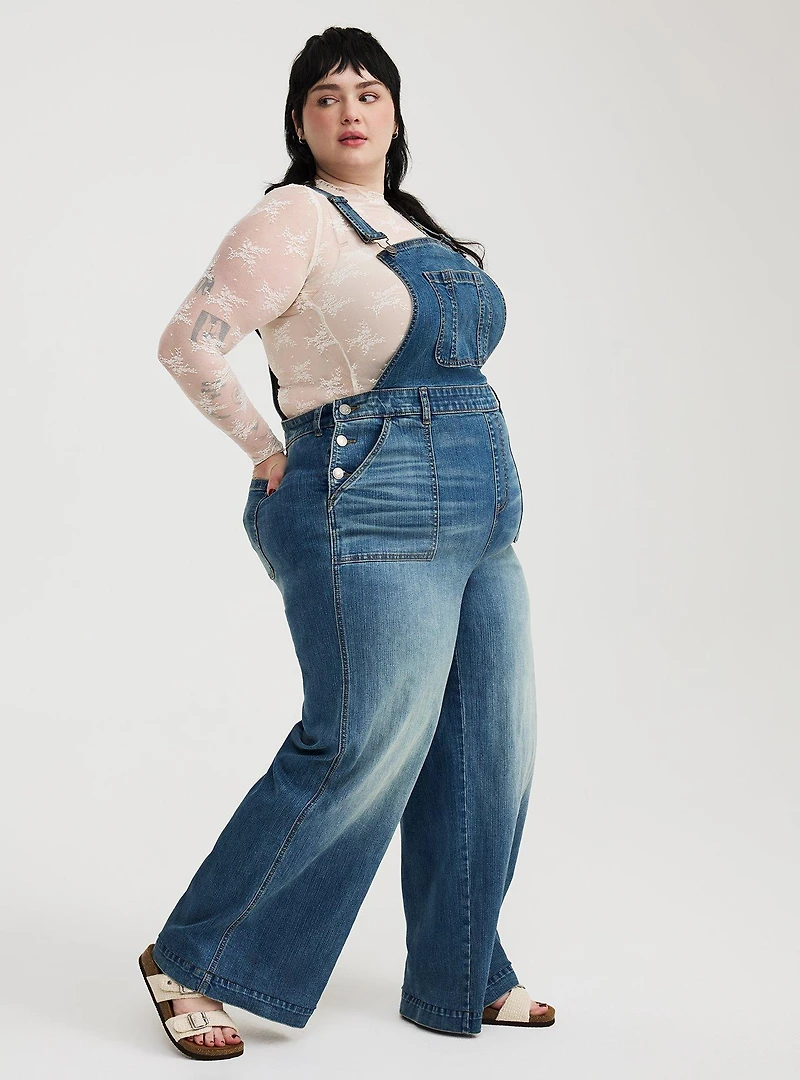Wide-Leg Denim Overall
