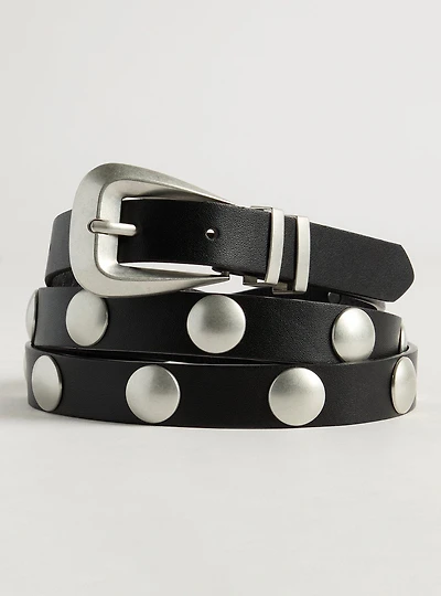 Studded Denim Belt