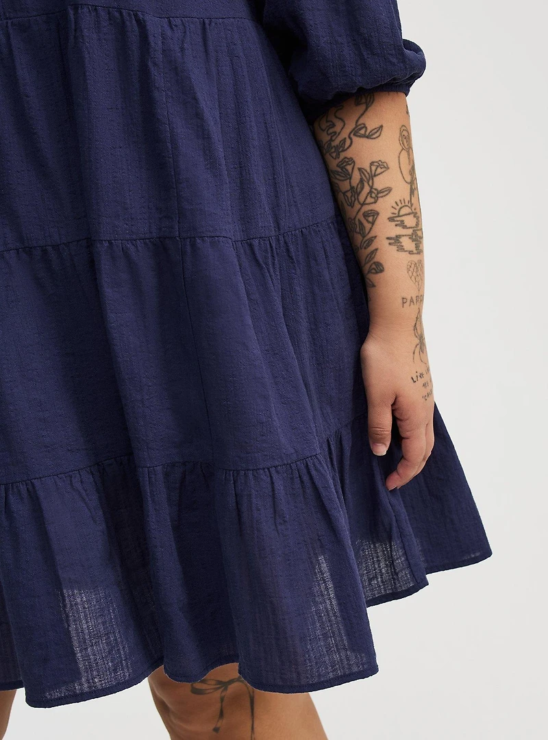 Y-Neck Tiered Mini Dress