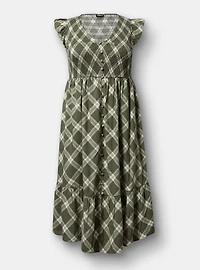 Midi Ruffle-Sleeve Tiered Dress