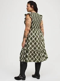 Midi Ruffle-Sleeve Tiered Dress