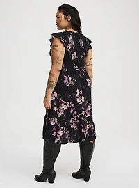 Midi Ruffle-Sleeve Tiered Dress