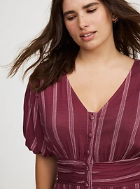 Bubble-Sleeve Button-Up Mini Dress