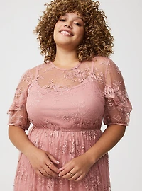 Lace Puff Sleeve Maxi Dress