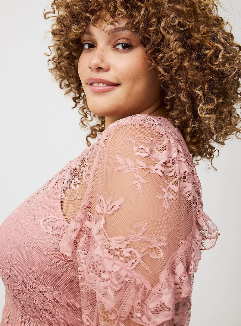 Lace Puff Sleeve Maxi Dress