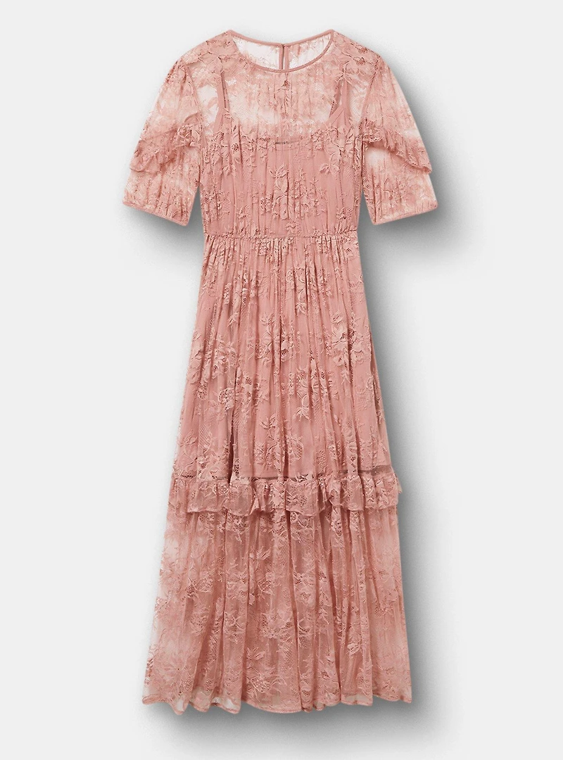 Lace Puff Sleeve Maxi Dress