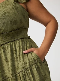 Mini Flutter-Sleeve Tiered Dress