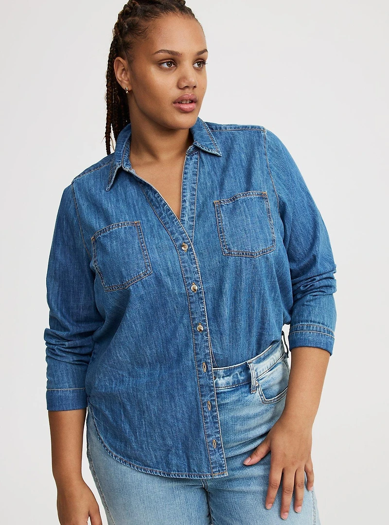 Denim Button-Up Shirt