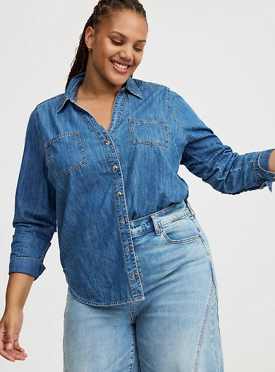 Denim Button-Up Shirt