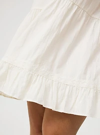 Mini Drop-Waist Lace-Trim Dress