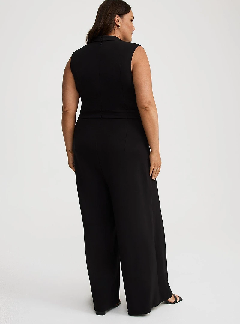 Shawl-Collar Ponte Jumpsuit