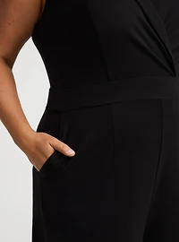Shawl-Collar Ponte Jumpsuit