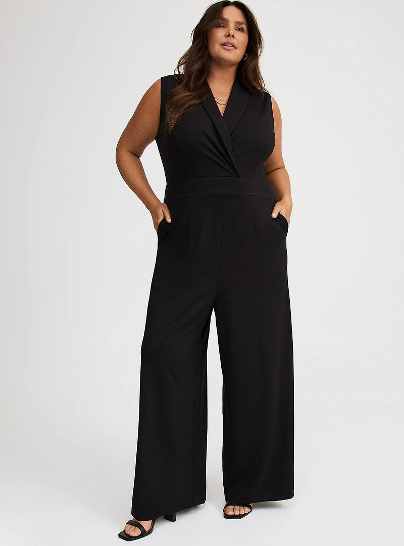 Shawl-Collar Ponte Jumpsuit
