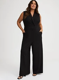 Shawl-Collar Ponte Jumpsuit
