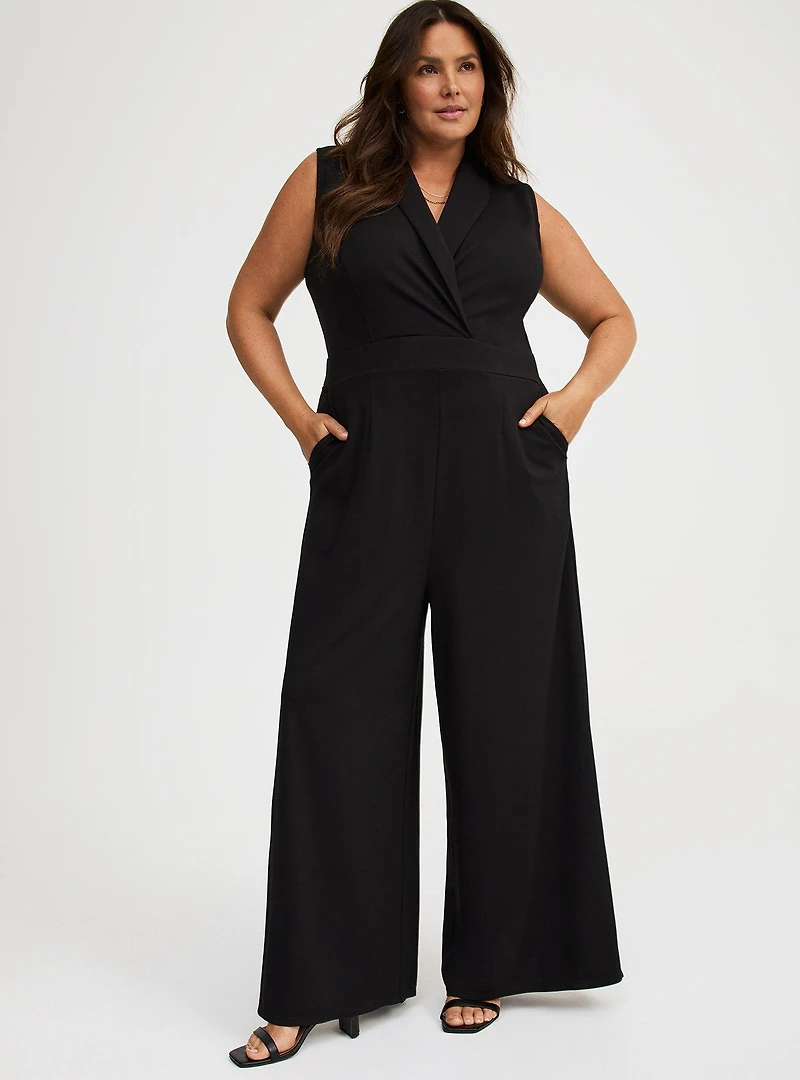 Shawl-Collar Ponte Jumpsuit