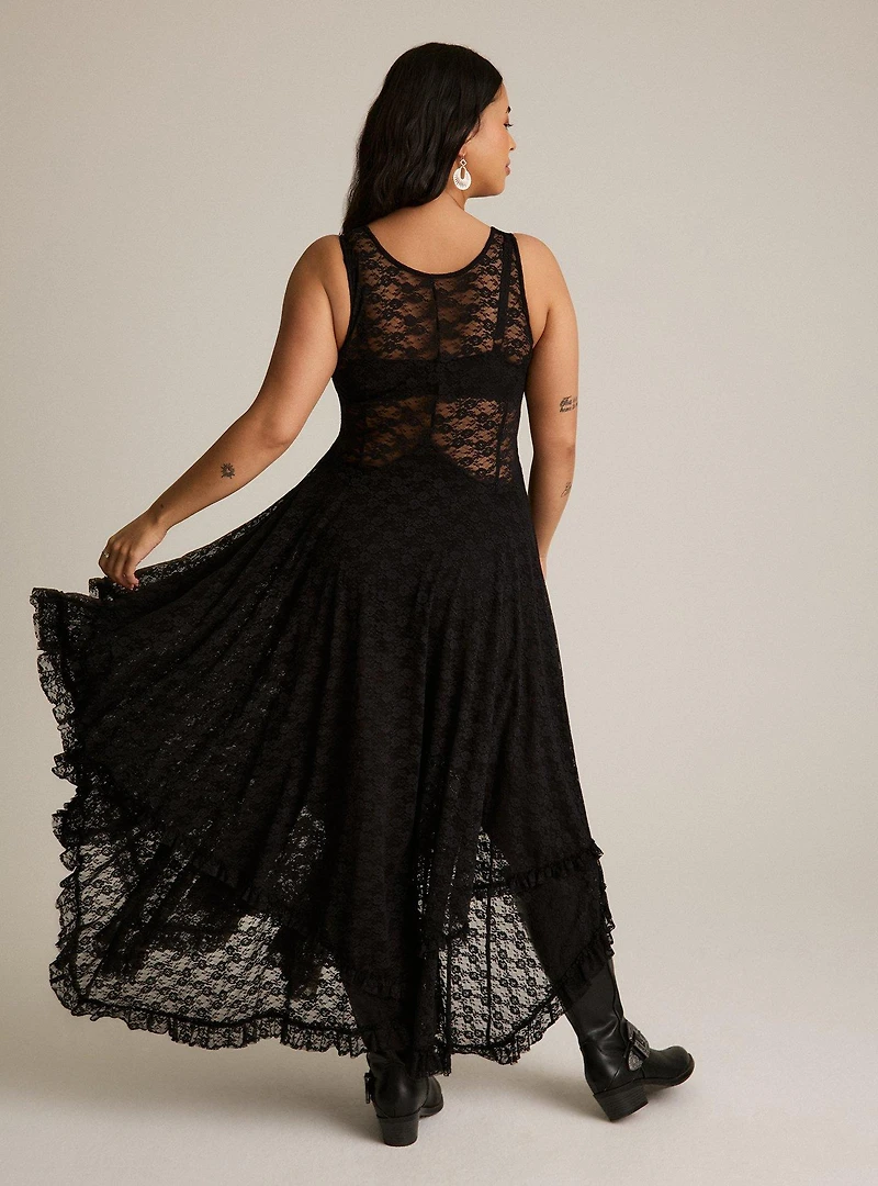 Festi Hanky Hem Lace Maxi Dress