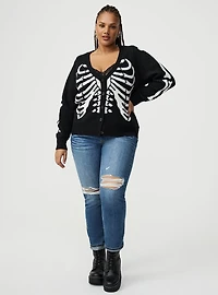 Button-Front Skeleton Cardigan