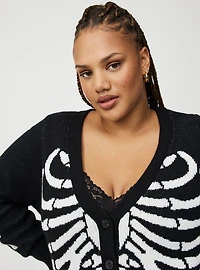 Button-Front Skeleton Cardigan