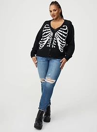 Button-Front Skeleton Cardigan