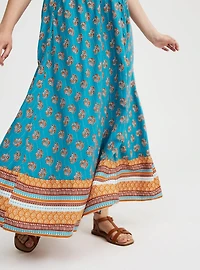 Challis Button-Front Maxi Dress