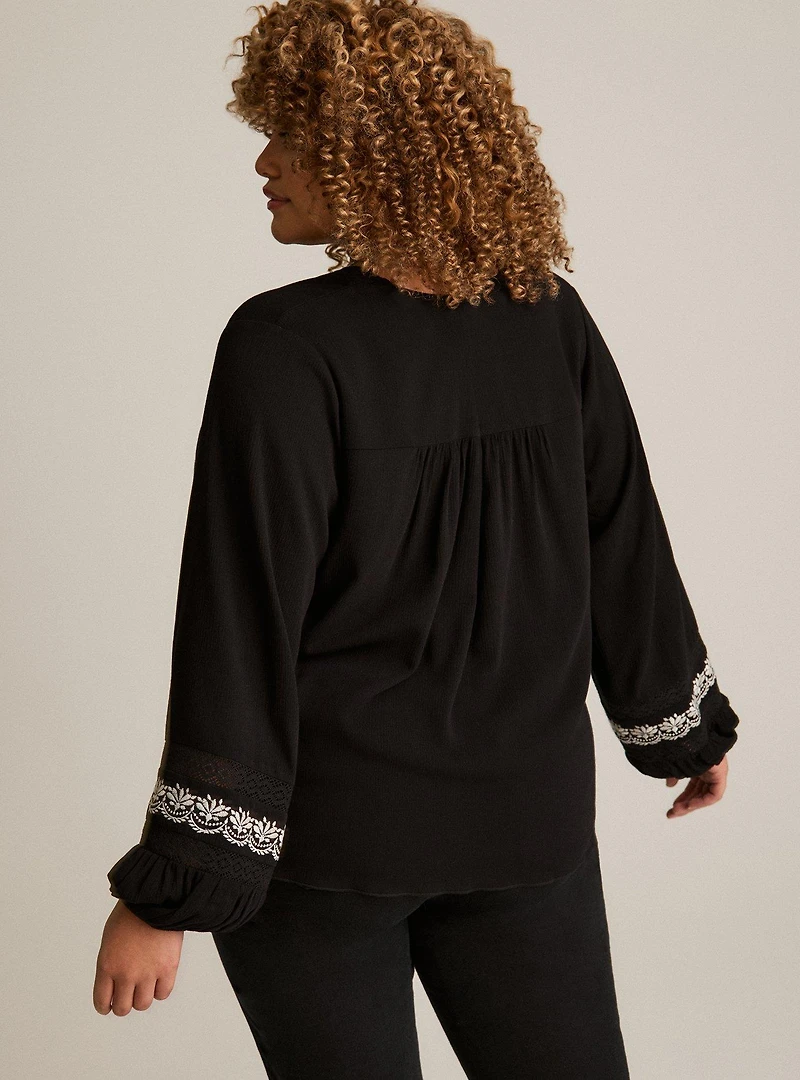 Festi Embroidered V-Neck Top