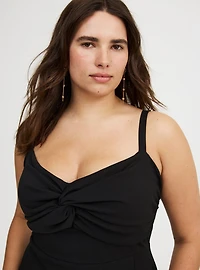 Twist-Front Cut-Out Midi Dress